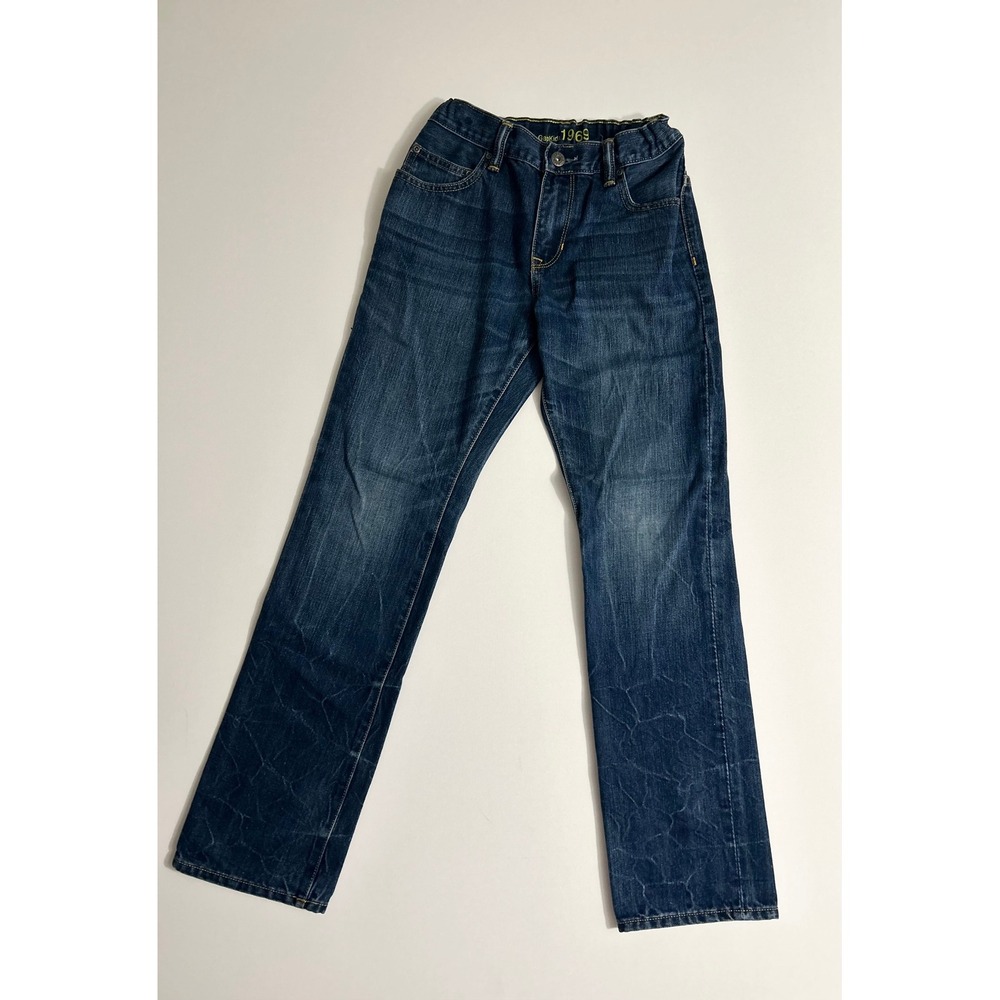 GapKids 1969 Boys Straight Leg Jeans Dark Wash Size 12 Regular Adjustable Waist